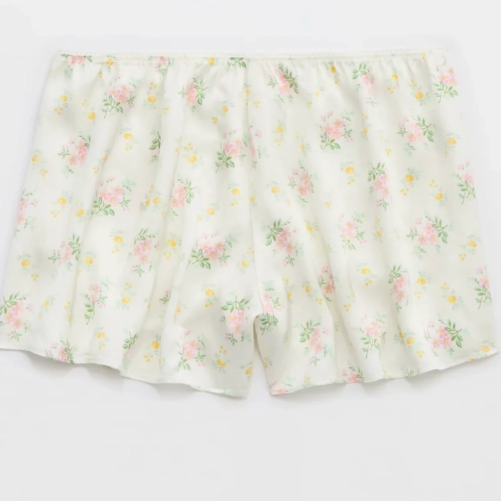 Aerie Floral Pajama Shorts - White, Pink, Yellow, Green